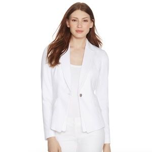 White House Black Market Long Sleeve White Cutaway Blazer